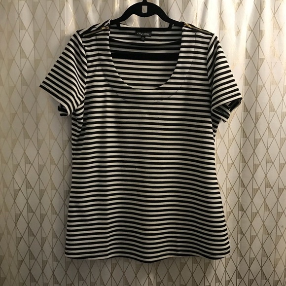 4 for $25 City Chic Black and White Striped Top Size 12 - Picture 1 of 5